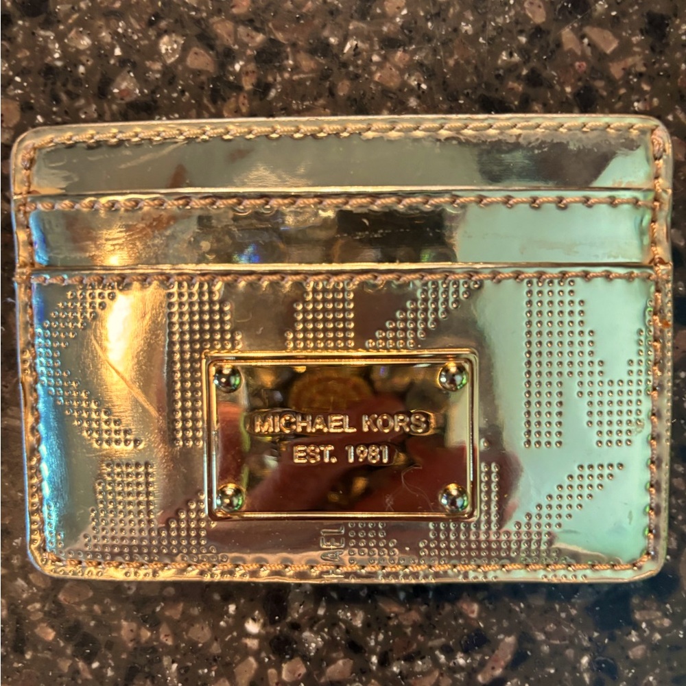Michael Kors 2 purse accessories. 1 gold card holder 1 silver change/card holder
